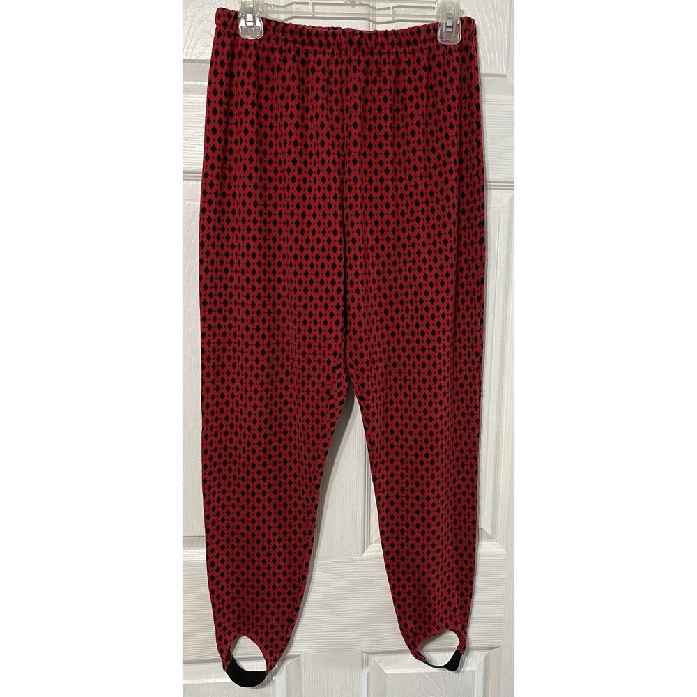 Vintage SK Wear Stirrup Pants‎ Womens Large Winter Warm Stretch Ski Red Black